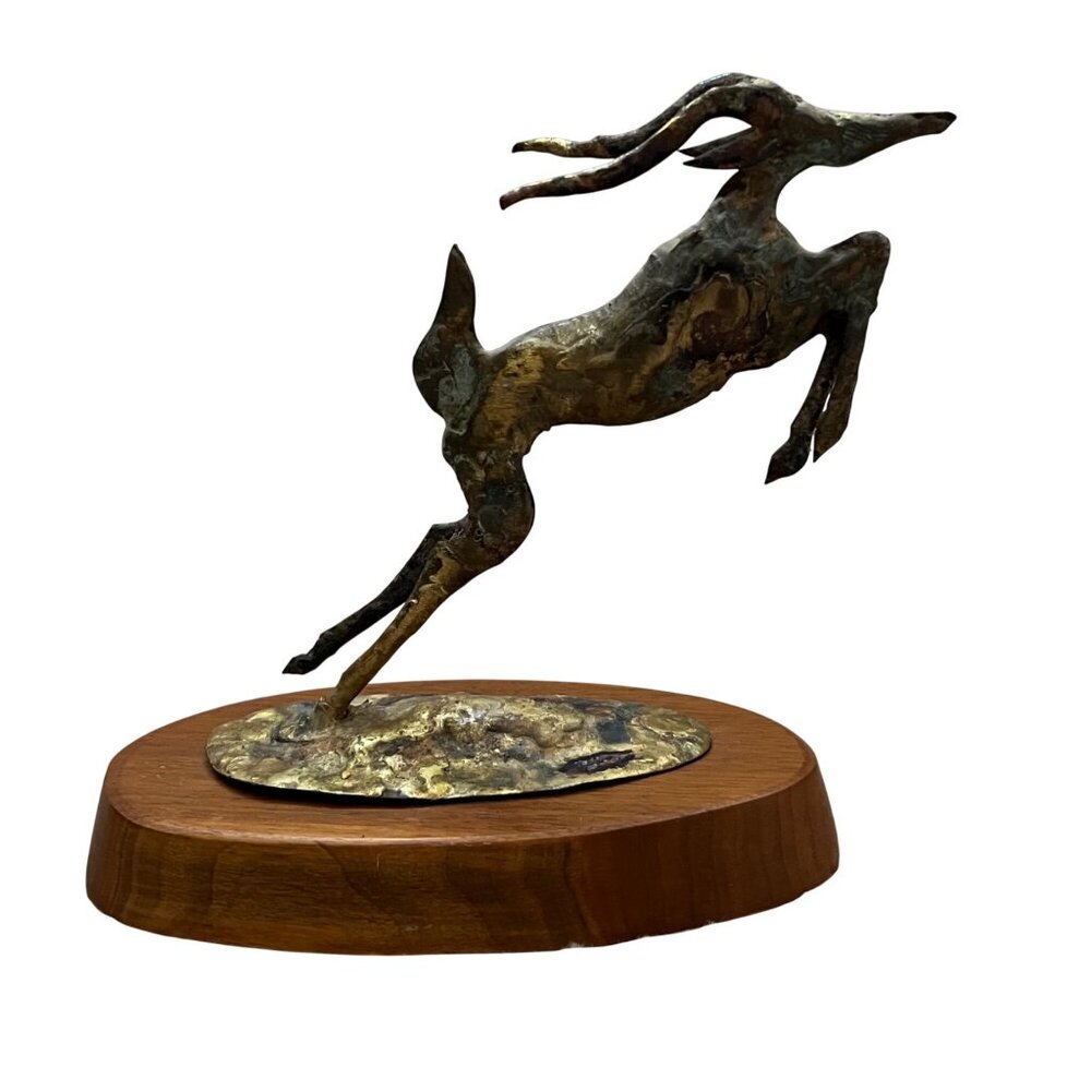 VTG ‘73 Brutalist Bill Lett Original Gazelle Copper Sculpture Bronze Brass MCM